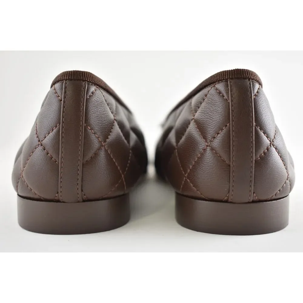 Chanel 26B Chocolate Dark Brown Lambskin Quilted CC Ballet Ballerina Flat 40.5
